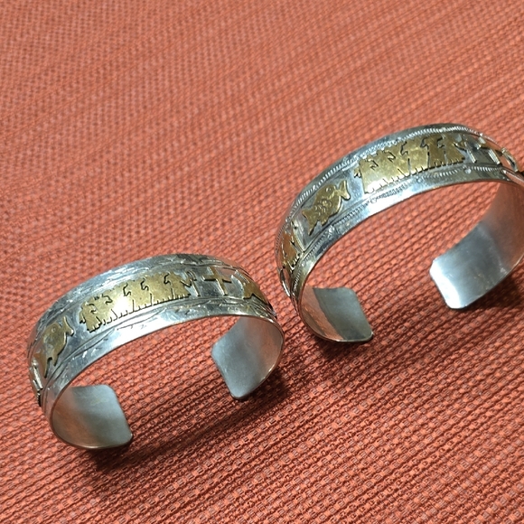 His & Hers Sterling Silver Spiritual Cuff Set – Signed Kathleen C – Navajo Arts - Picture 7 of 8